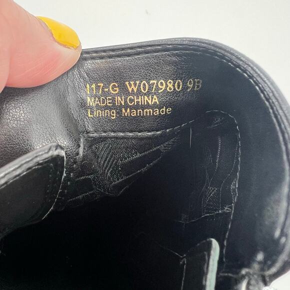 Cole Haan short black ankle leather booties gold buckle etta block heel size 9 - Picture 11 of 11